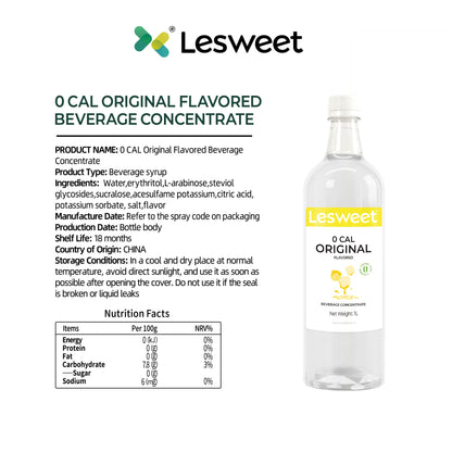 Lesweet 0 Cal Original Sweetener Syrup