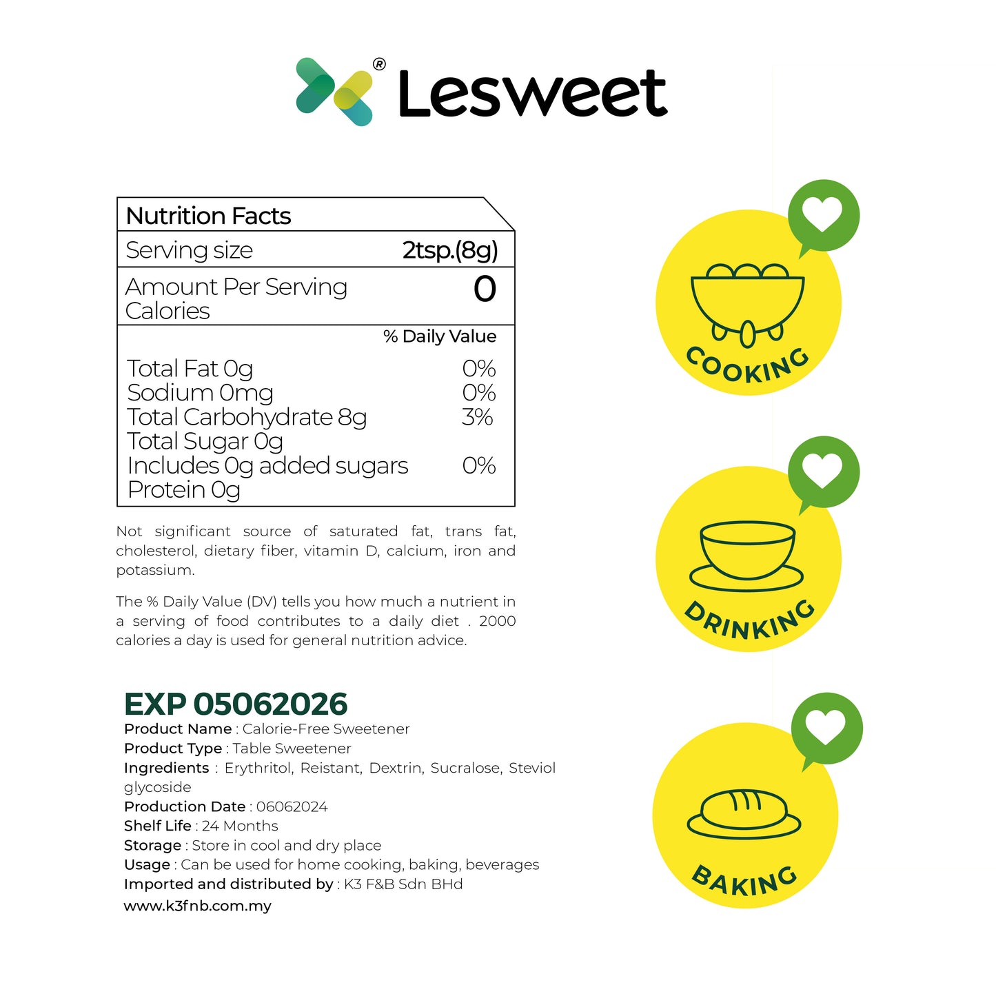 Lesweet 0 Cal Original Sweetener 250g