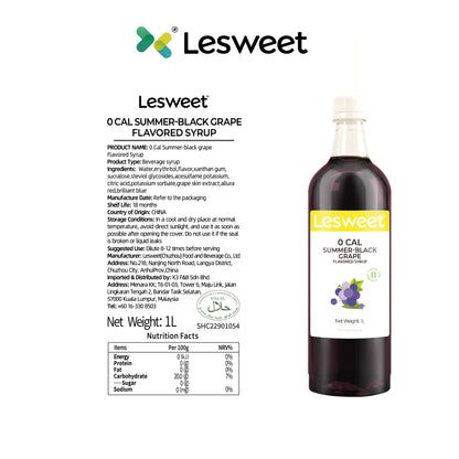 Lesweet 0 Cal Original Summer Black Grape Syrup