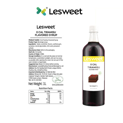 Lesweet 0 Cal Original Tiramisu Syrup