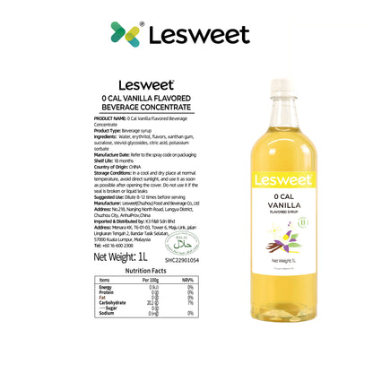 Lesweet 0 Cal Original Vanilla Syrup